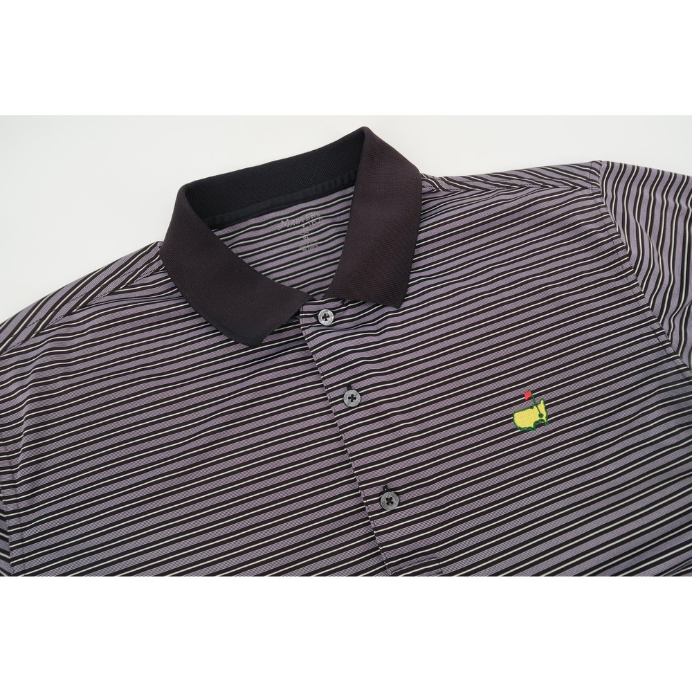 Masters Tech Golf Polo Shirt Mens XL Gray Black Striped Short Sleeve Performance